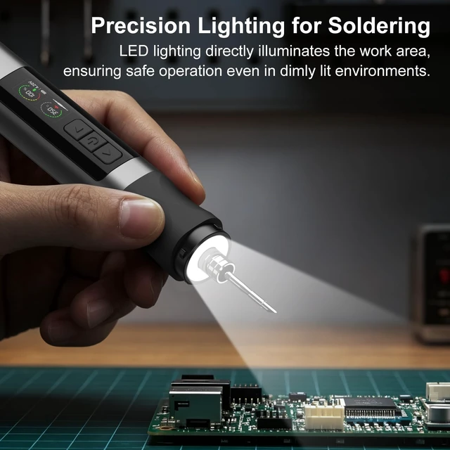 Alt view image 7 of 7 - Cordless Soldering Iron Kit, 3s Fast Heat 75W-PD/30W-Battery | Portable Solder Iron with Auto Sleep,LCD Display&LED Lighting, USB-C+Wireless Recharging Stand for Electrics Precision Repair