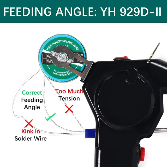 Alt view image 6 of 7 - 929D-II Soldering Gun Kit Motorized Industrial Automatic Solder Feeding with Digital Display, Temperature Contorl, Stabilization with 80g Solder Wire Soldering Kit