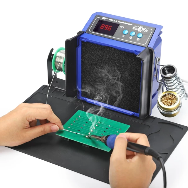 Alt view image 2 of 7 - 948DQ-II Double Filter Fume Extractor Soldering Iron Station 2-in-1 Solder Smoke Absorber, Soldering Fan with PID Control,/, Sleep Mode, Tip Cleaner, 3 Soldering Tips, 35g Solder