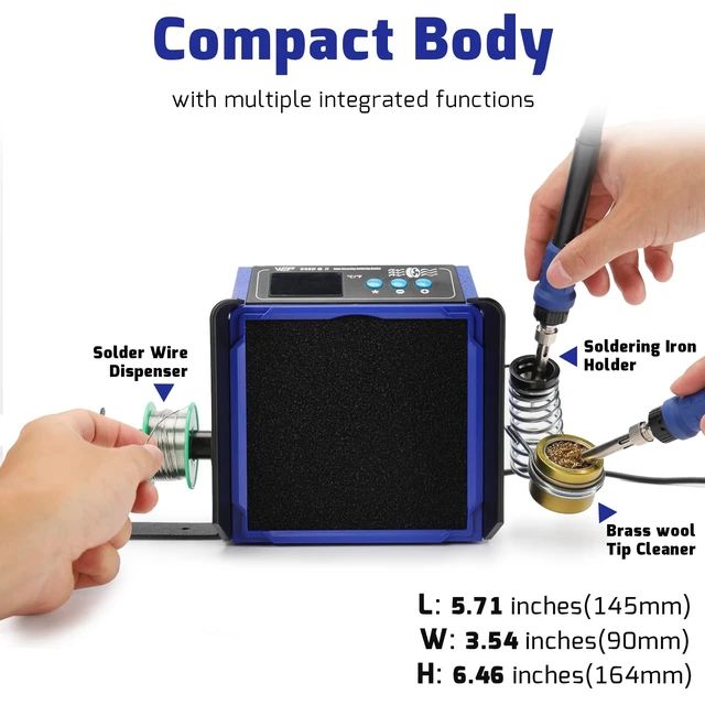 Alt view image 3 of 7 - 948DQ-II Double Filter Fume Extractor Soldering Iron Station 2-in-1 Solder Smoke Absorber, Soldering Fan with PID Control,/, Sleep Mode, Tip Cleaner, 3 Soldering Tips, 35g Solder