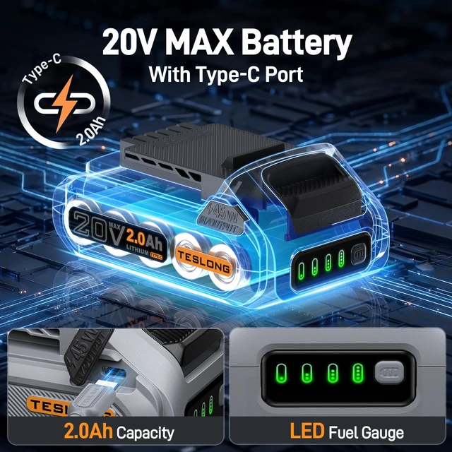 Alt view image 5 of 7 - 20V Cordless Soldering Iron, 100-500°C, with 2.0Ah Battery | 40s to 425°C; 100-500°C Adjustable; ±20°C Accuracy; Real-Time Display; 45W Type-C PD; 5 Interchangeable Tips; 287g