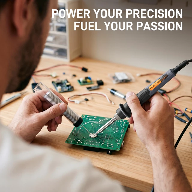 Alt view image 7 of 7 - 20V Cordless Soldering Iron, 100-500°C, with 2.0Ah Battery | 40s to 425°C; 100-500°C Adjustable; ±20°C Accuracy; Real-Time Display; 45W Type-C PD; 5 Interchangeable Tips; 287g