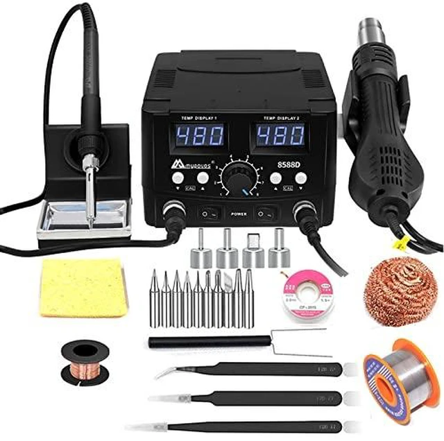 Main image of 2 IN 1 750W LED Digital Soldering Station Hot Air Gun Rework Station Electric Soldering Iron For Phone PCB IC SMD BGA Welding SET 110V (8588D SET1)