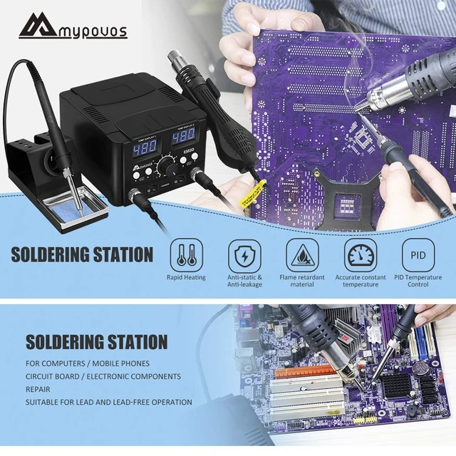 Alt view image 2 of 7 - 2 IN 1 750W LED Digital Soldering Station Hot Air Gun Rework Station Electric Soldering Iron For Phone PCB IC SMD BGA Welding SET 110V (8588D SET1)