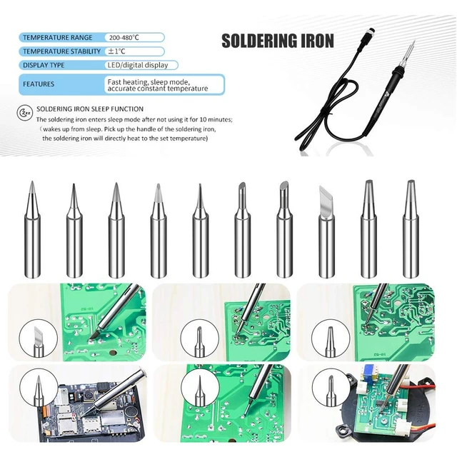 Alt view image 6 of 7 - 2 IN 1 750W LED Digital Soldering Station Hot Air Gun Rework Station Electric Soldering Iron For Phone PCB IC SMD BGA Welding SET 110V (8588D SET1)
