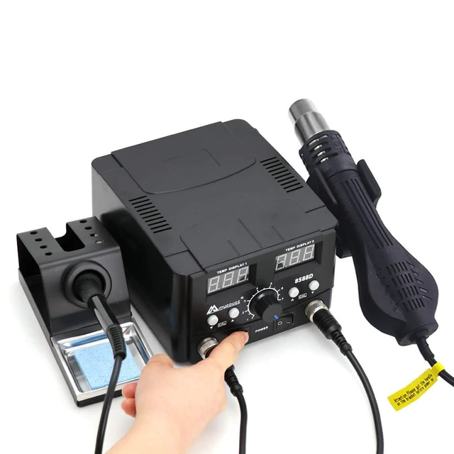 Alt view image 7 of 7 - 2 IN 1 750W LED Digital Soldering Station Hot Air Gun Rework Station Electric Soldering Iron For Phone PCB IC SMD BGA Welding SET 110V (8588D SET1)