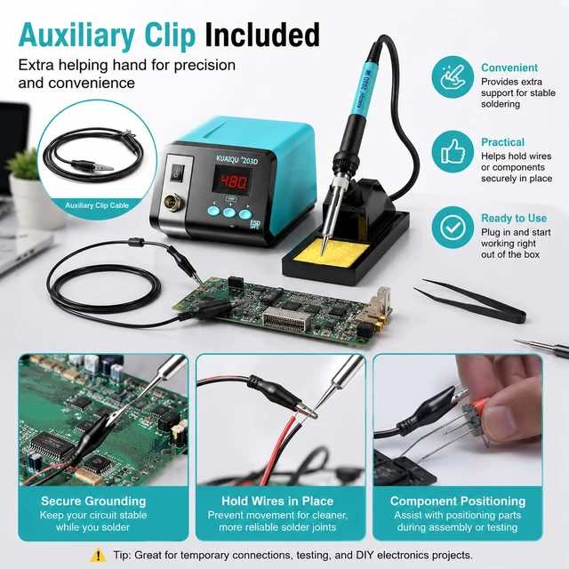 Alt view image 3 of 6 - 75W Digital Soldering Iron Station Kit,Precision Temperature Control 50°C-480°C,Ceramic Heating Element, ESD Safe, Auto Sleep & Temperature Calibration for Electronics DIY, PCB & Phone Repair