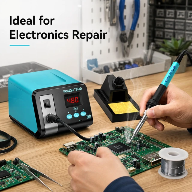 Alt view image 4 of 6 - 75W Digital Soldering Iron Station Kit,Precision Temperature Control 50°C-480°C,Ceramic Heating Element, ESD Safe, Auto Sleep & Temperature Calibration for Electronics DIY, PCB & Phone Repair