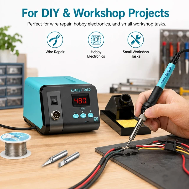 Alt view image 5 of 6 - 75W Digital Soldering Iron Station Kit,Precision Temperature Control 50°C-480°C,Ceramic Heating Element, ESD Safe, Auto Sleep & Temperature Calibration for Electronics DIY, PCB & Phone Repair