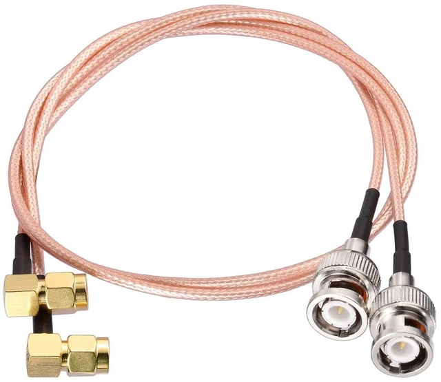 Main image of 20inch SMA Male to BNC Male Adapter RG316 Coaxial Cable 2-Pack | Right Angle SMA to BNC Cables for Baofeng radio Two Way Handheld Radio Wireless LAN Devices WiFi External Antenna etc