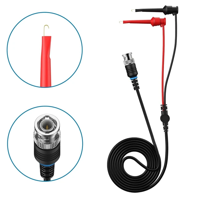 Alt view image 3 of 7 - 2Pcs P6100 100MHz Universal Oscilloscope Probe,10:1 and 1:1 Switchable Oscilloscope Clip Probes with BNC to Minigrabber Test Lead Kit