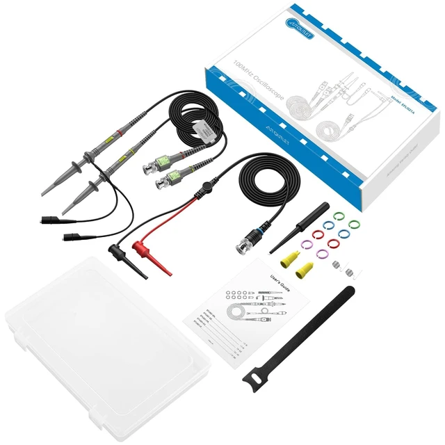 Alt view image 6 of 7 - 2Pcs P6100 100MHz Universal Oscilloscope Probe,10:1 and 1:1 Switchable Oscilloscope Clip Probes with BNC to Minigrabber Test Lead Kit