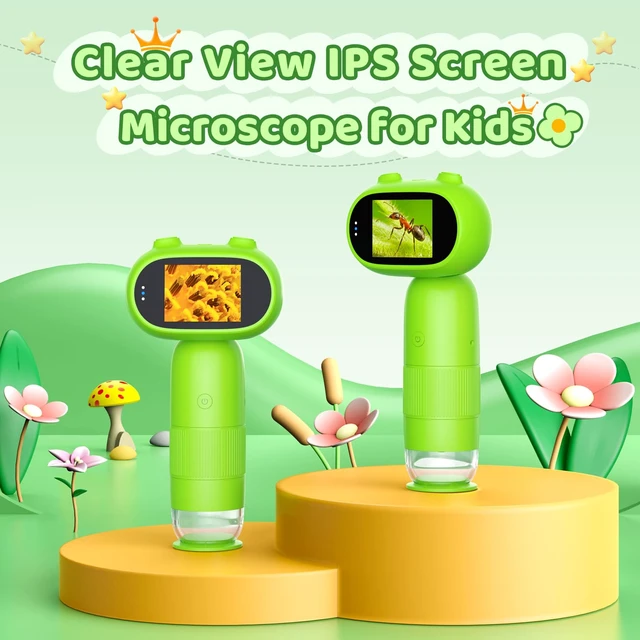 Alt view image 2 of 7 - Pocket Microscope for Kids, 2'' IPS 1080P Magnifier with Light | 16MP Mini Digital Microscope 1000X, 8 LEDs, Compatible with PC, Includes 8GB card