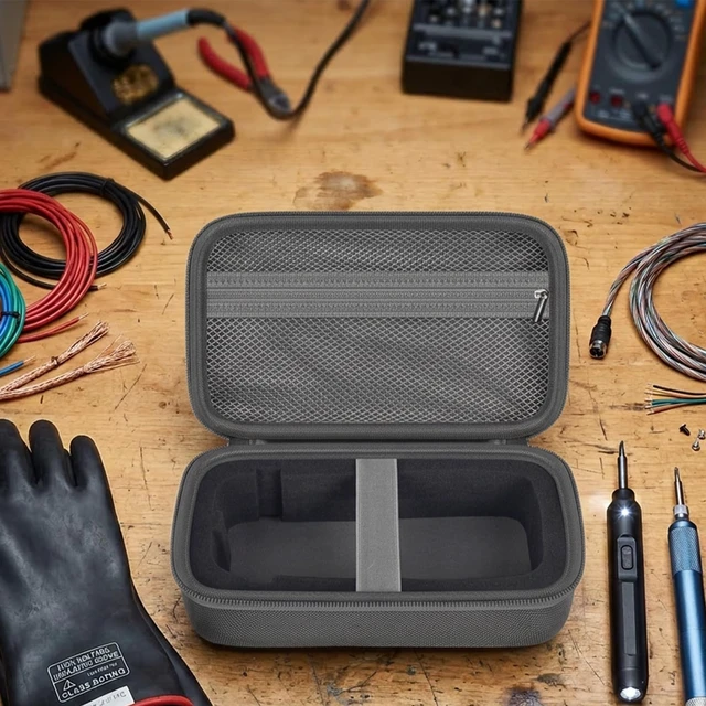 Alt view image 4 of 7 - Case Compatible for Fluke 17B+/15B+/ 17B/ 15B/ /177/179/ 113/114/ 115/116 | Double Zipper, DIY Removable Foam Fit More Digital Multimeter 115/116/ 117/87V/ 88V,Elastic Strap, Mesh, Case Only, Grey