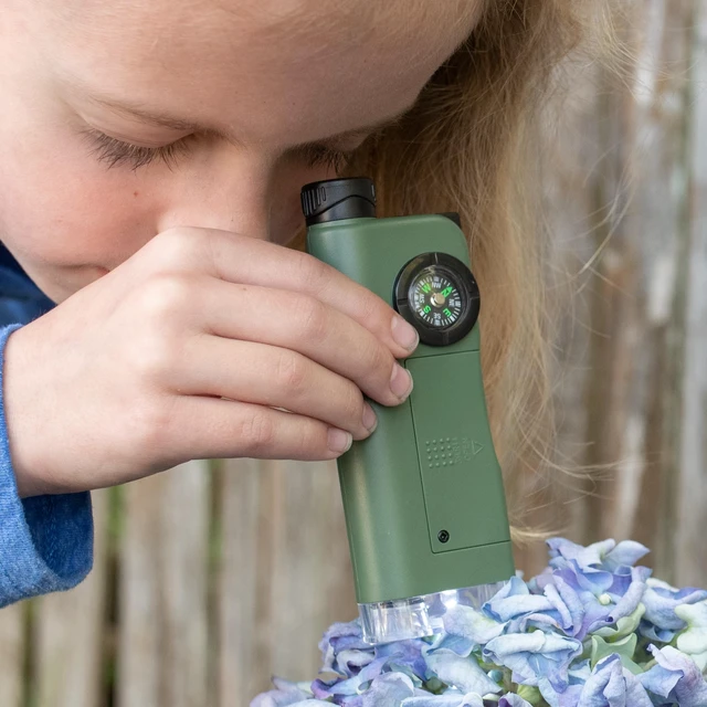 Alt view image 7 of 7 - X-Scope Kids 7 Function Multi Purpose Optical Pocket Tool with 30x Microscope, 8x Telescope, 9x Fold-Out Magnifier, Flashlight, Signal Whistle, Directional Compass and Digital Clock (CP-11)