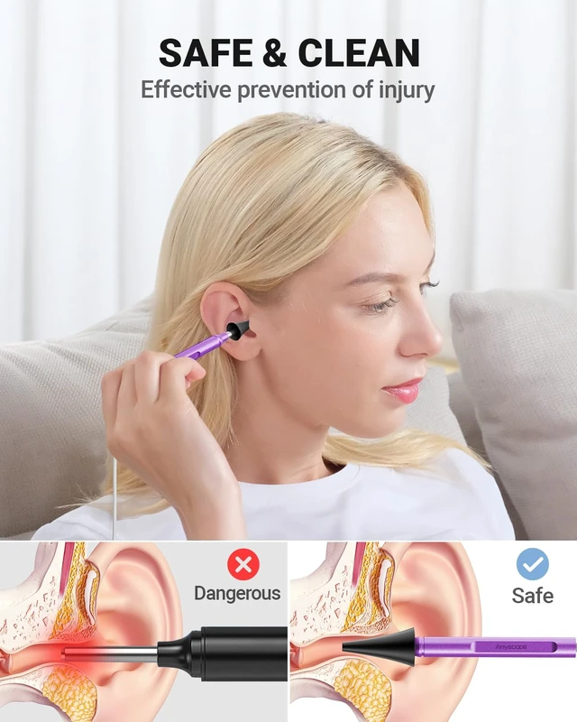 Alt view image 6 of 7 - Digital Otoscope Compatible with iPhone & Android, Video Ear Scope Camera | Otoscope with Light, 3.9mm Lens, Plug & Play, Photo & Video, Split-screen, Earwax Removal Kit for Home Cleaning Checking