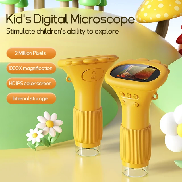 Alt view image 3 of 7 - Kids Microscope Pocket Microscope -1000X Portable Microscope for Kid | Photo and Video Mini Microscopes | 2'' Digital Little Scientist Microscopes for 3-10 Age Years Old Boys Girls Toys Gifts