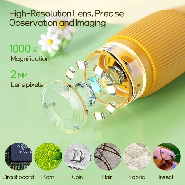 Alt view image 4 of 7 - Kids Microscope Pocket Microscope -1000X Portable Microscope for Kid | Photo and Video Mini Microscopes | 2'' Digital Little Scientist Microscopes for 3-10 Age Years Old Boys Girls Toys Gifts
