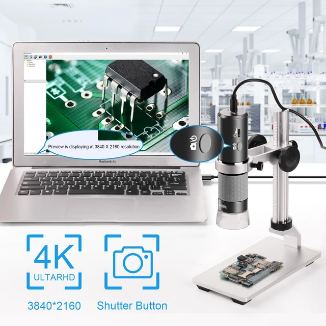 Alt view image 2 of 7 - 4K Digital Microscope for iPhone Android Phone and Windows Mac PC | 3840x2160p Wireless Handheld Microscope Camera, Portable WiFi Microscope with Adjustable Metal Stand for Adults and Kids