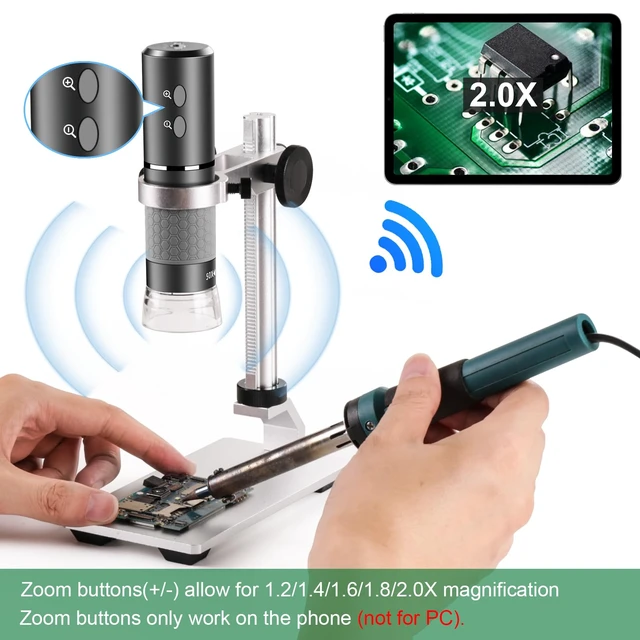 Alt view image 3 of 7 - 4K Digital Microscope for iPhone Android Phone and Windows Mac PC | 3840x2160p Wireless Handheld Microscope Camera, Portable WiFi Microscope with Adjustable Metal Stand for Adults and Kids