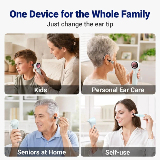 Alt view image 4 of 7 - Otoscope with Light, No App Needed, HD Screen, Ear Scope Camera for Family | Ear Camera with Earwax Removal Kit for Home Cleaning Checking, Photo & Video, 3.9mm Lens, 8GB Card, LED Light, Type-C Port