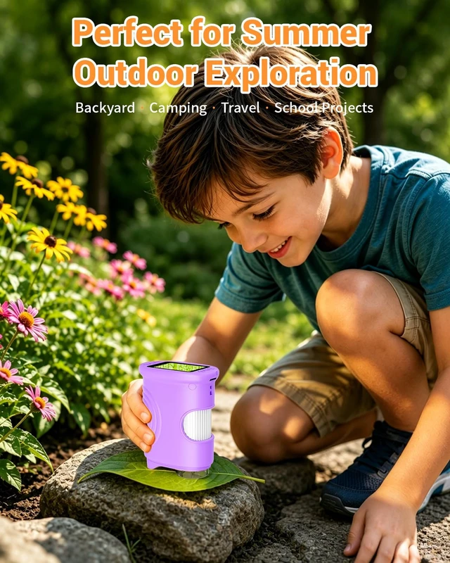 Alt view image 4 of 7 - 1000X Digital Handheld Microscope for Kids Portable Outdoor Toys & Gifts | 2.0" IPS Screen Magnifier, STEM Science Lab Magnifying Glass, Photo&Video Pocket Edu Toy for Boys & Girls Age 4-12, Purple