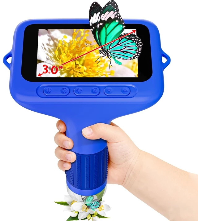 Main image of Digital Microscope for Kids, 3" Screen 1000X Handheld Microscope HD Pocket Portable Microscopes Camera, Science Edu Fun Toys for Ages 4-12 Children Students Boys Girls -Blue