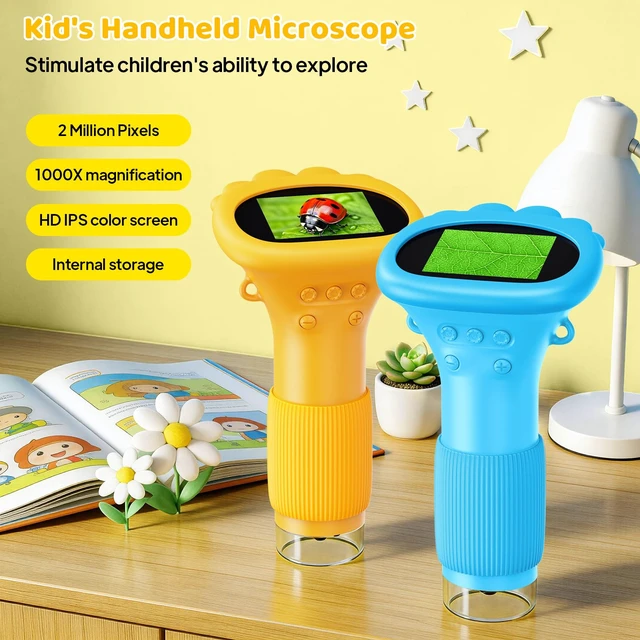 Alt view image 4 of 7 - Kids Microscope 1000X Portable Microscope for Kids, Photo & Video Miniscope Pocket Microscope Gifts, 2'' Digital Screen 2026 for Boys Girls Age 3-12