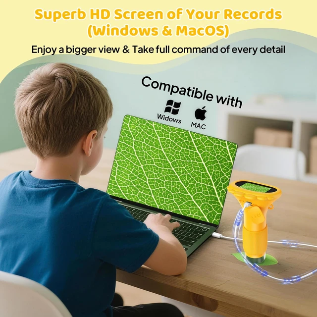 Alt view image 6 of 7 - Kids Microscope 1000X Portable Microscope for Kids, Photo & Video Miniscope Pocket Microscope Gifts, 2'' Digital Screen 2026 for Boys Girls Age 3-12