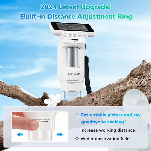 Alt view image 2 of 7 - LM013 Digital Microscope with 2.8" Screen for Kids Adults, Anti-Shake Portable USB Coin Magnifier 120X with 8 LED Lights, 1080P Video, Prepared Slides, PC View