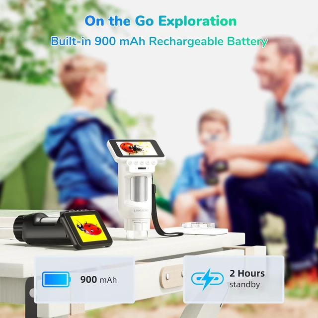 Alt view image 4 of 7 - LM013 Digital Microscope with 2.8" Screen for Kids Adults, Anti-Shake Portable USB Coin Magnifier 120X with 8 LED Lights, 1080P Video, Prepared Slides, PC View