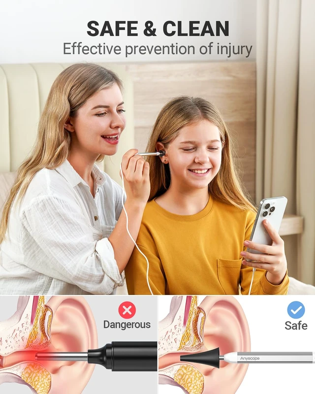 Alt view image 6 of 7 - Digital Otoscope, Video Ear Scope Camera Compatible with iPhone/Android | 3.9mm Otoscope with Light, Plug & Play, Photo & Video, Split-screen mode, Earwax Removal Kit for Home Cleaning Checking
