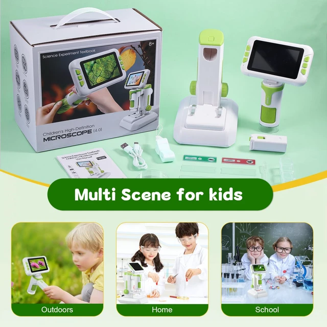 Alt view image 7 of 7 - 1600X Digital Microscope for Kids, Upgraded Portable Microscope with 4.0 inch HD Screen, 2-in-1 Desktop Handheld Miniscope Rechargeable Student Education Science Microscopes Gift for Kids