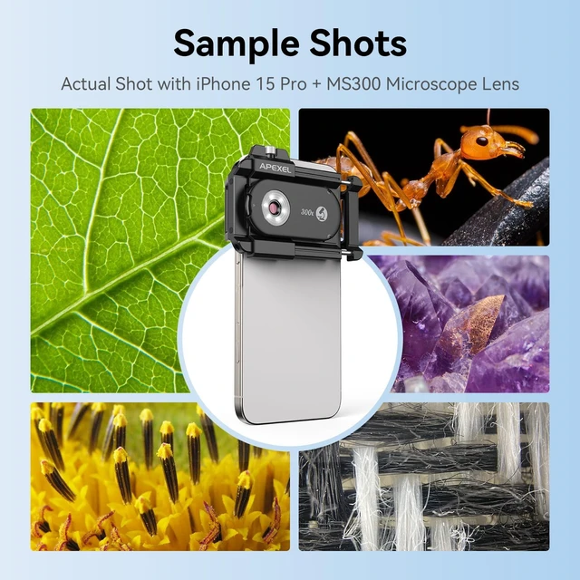 Alt view image 2 of 7 - 300X Portable Pocket Microscope, Professional for Micro-Organisms | Universal Clip, Mini Pocket Micro Phone Lens, Explore Micro-Electronics, Biological Specimens, Material Structures