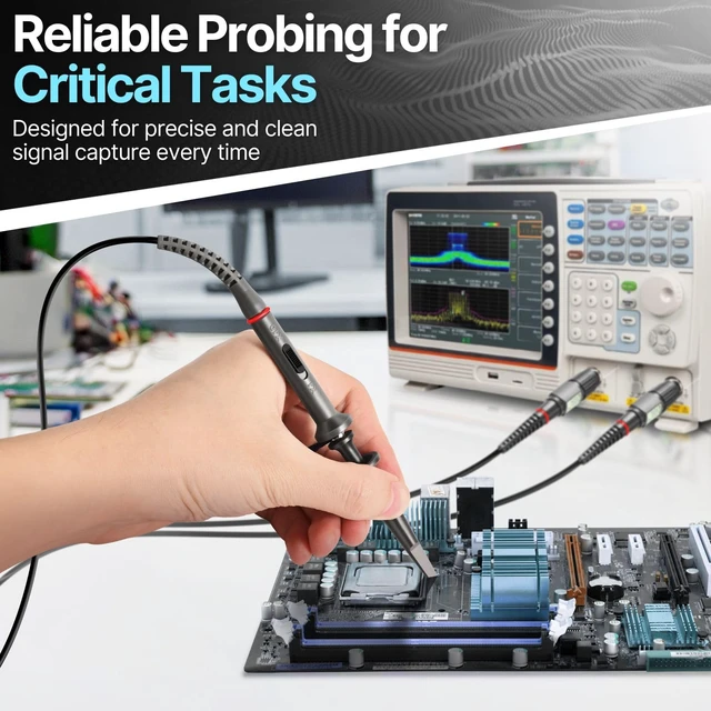 Alt view image 3 of 7 - Hantek PP-150 Oscilloscope Probe Kit, 2-Pack, 1X/10X, 100MHz Clip Probes | Oscilloscope Accessories Include Marker Bands, Tip Sleeves, Ground Leads, Mini Alligator Clips and An Adjustment Screwdriver