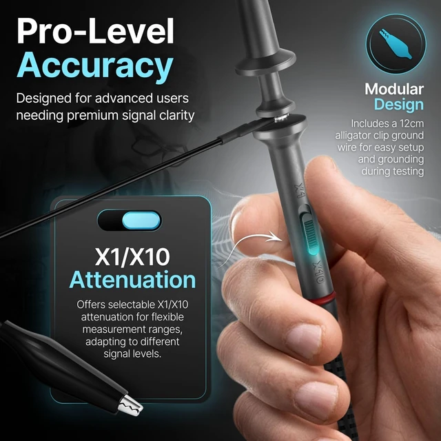 Alt view image 5 of 7 - PP-200 Oscilloscope Probes (pack of 2), 200MHz | Oscilloscope Accessories Include Marker Bands, Tip Sleeves, Ground Leads, Mini Alligator Clips and An Adjustment Screwdriver