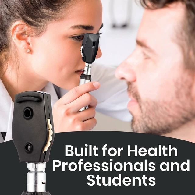 Alt view image 5 of 7 - Otoscope Oph Multi-Function Set - Otoscope/Opthalmoscope for Ear & Eye Examination - with Portable Carry Case, Sight Chart, Replacement Tips (Black)