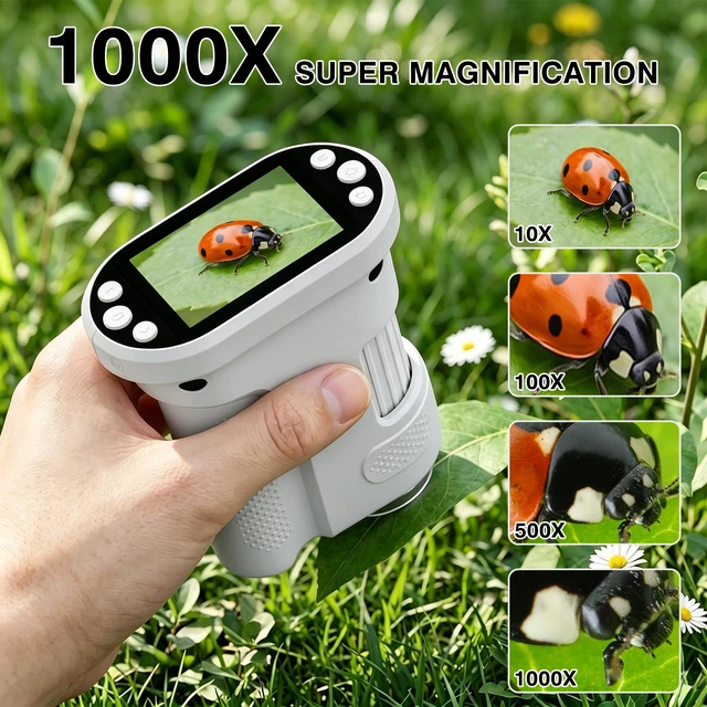 Alt view image 5 of 7 - Kids Digital Microscope, 1000X Handheld Pocket Microscope STEM Science Toy | Portable LED Lighted Pocket Viewer, Rechargeable STEM Science Tool for Insects, Plants & Outdoor Discovery