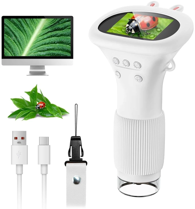 Main image of Microscope for Kids, 2" IPS Screen 1000X Handheld Digital Microscopes HD Pocket Portable Mini USB Microscope Camera, PC Compatible, Science Edu Fun Birthday Gifts Toys for Children Students