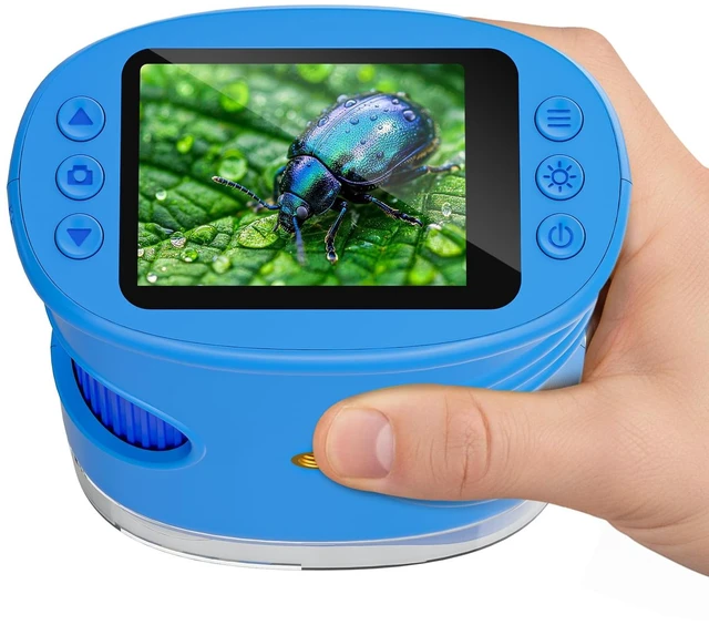 Main image of Kids Microscope 2.0" Screen 1000X Digital Microscope for Kids, Mini Pocket Handheld Microscopes for Children Birthday Festival Gift, Science Education Fun Toys for Boys Girls Ages 4-12 (Blue)