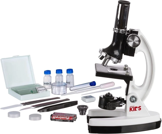 Alt view image 6 of 6 - M30-ABS-KT2-W Beginner Microscope STEM Kit, White | 120X-1200X Magnification, 52-Piece Kit, Metal Body, Plastic Slides, LED Light, Carrying Box