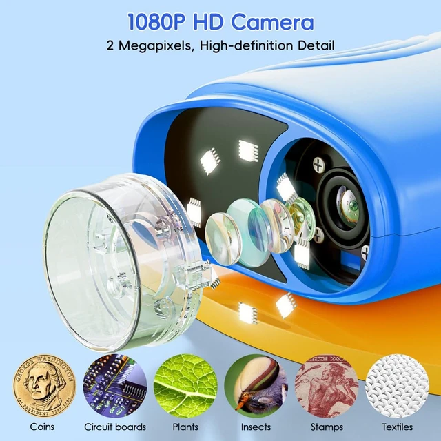 Alt view image 3 of 7 - Kids Microscope 2.0" Screen 1000X Digital Microscope for Kids, Mini Pocket Handheld Microscopes for Children Birthday Festival Gift, Science Education Fun Toys for Boys Girls Ages 4-12 (Blue)