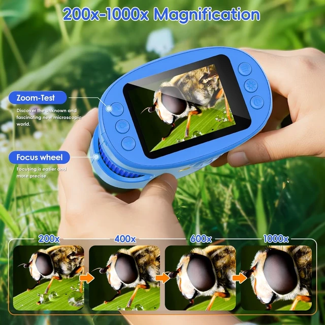 Alt view image 4 of 7 - Kids Microscope 2.0" Screen 1000X Digital Microscope for Kids, Mini Pocket Handheld Microscopes for Children Birthday Festival Gift, Science Education Fun Toys for Boys Girls Ages 4-12 (Blue)
