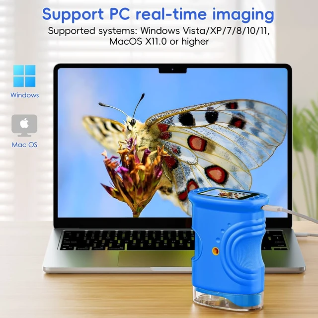 Alt view image 5 of 7 - Kids Microscope 2.0" Screen 1000X Digital Microscope for Kids, Mini Pocket Handheld Microscopes for Children Birthday Festival Gift, Science Education Fun Toys for Boys Girls Ages 4-12 (Blue)