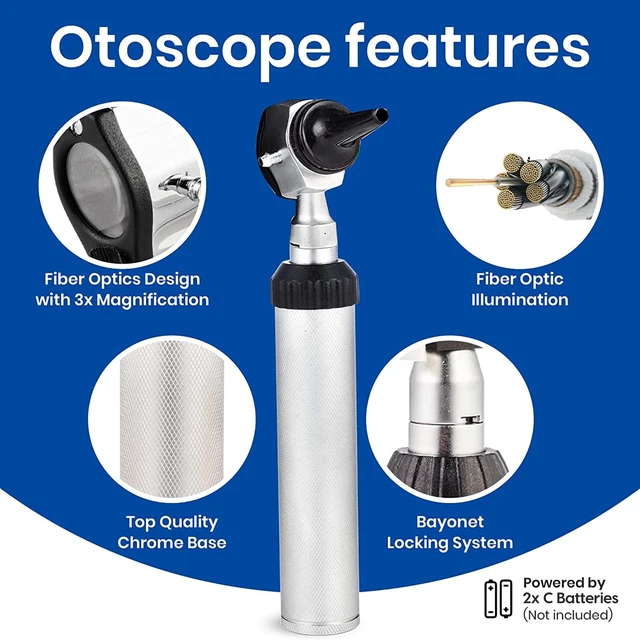 Alt view image 4 of 7 - Combo Otoscope Oph Set - Multi-Function Otoscope/Opthalmoscope for Ear & Eye Examination with Portable Carry Case, Sight Chart & Replacement Tips (1st Edition)