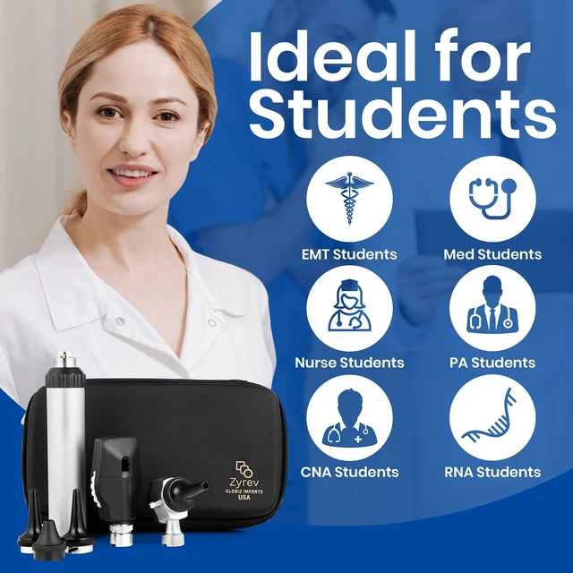 Alt view image 3 of 7 - Combo Otoscope Oph Set - Multi-Function Otoscope/Opthalmoscope for Ear & Eye Examination with Portable Carry Case, Sight Chart & Replacement Tips (1st Edition)