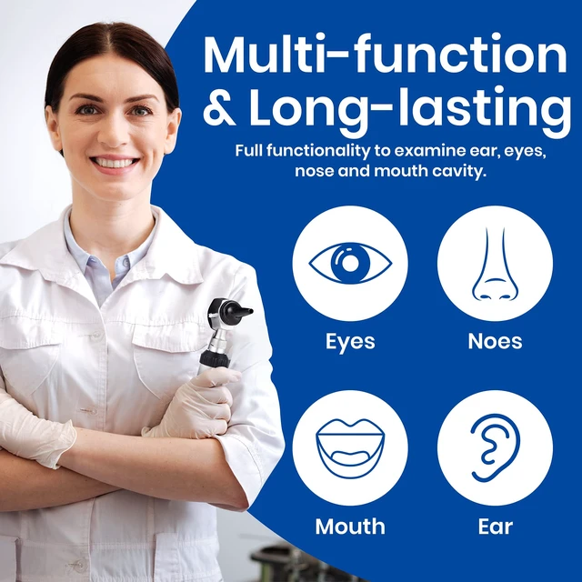 Alt view image 7 of 7 - Combo Otoscope Oph Set - Multi-Function Otoscope/Opthalmoscope for Ear & Eye Examination with Portable Carry Case, Sight Chart & Replacement Tips (1st Edition)