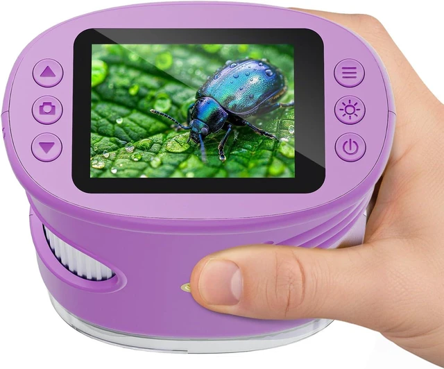 Main image of Kids Microscope 2.0" Screen 1000X Digital Microscope for Kids, Mini Pocket Handheld Microscopes for Children Birthday Festival Gift, Science Education Fun Toys for Boys Girls Ages 4-12 (Purple)