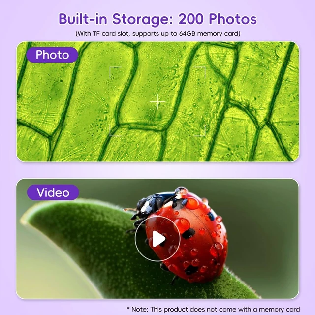 Alt view image 6 of 7 - Kids Microscope 2.0" Screen 1000X Digital Microscope for Kids, Mini Pocket Handheld Microscopes for Children Birthday Festival Gift, Science Education Fun Toys for Boys Girls Ages 4-12 (Purple)