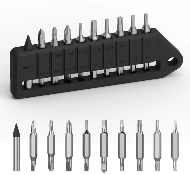 Main image of MBS1 4mm Hex Bit Screwdriver Set, for Opry, D1, U1 Pro Series | 9 PCS Durable S2 Tool Steel Double-Ended Bit Set with Eternal Pencil, T/PH/SL/H sizes, Compatible with 4mm hex drivers